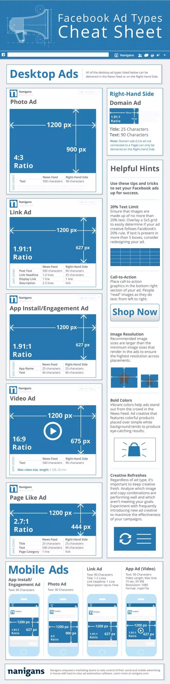 Facebook ads: Medidas y características 2018